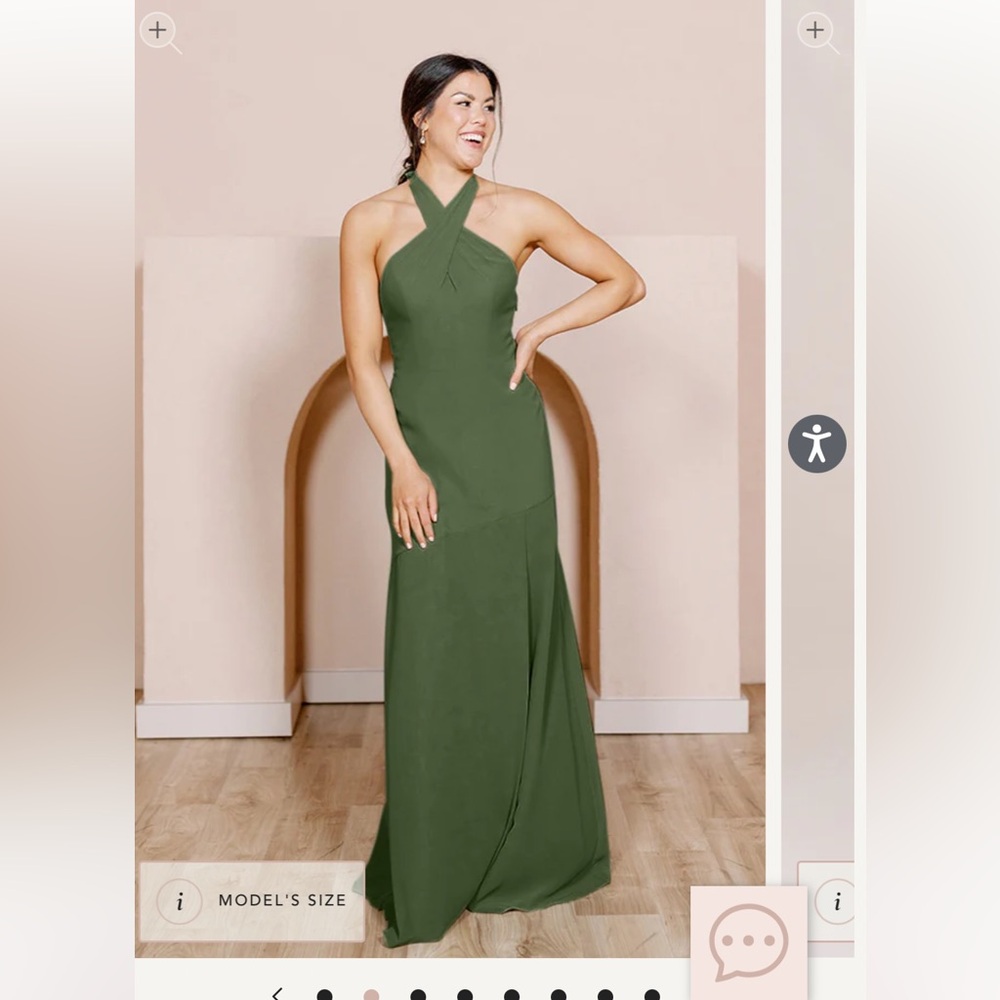 Revelry Athena Olive Chiffon Dress